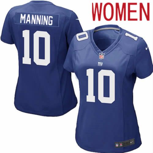 Women New York Giants #10 Eli Manning Nike Royal Game NFL Jersey->women nfl jersey->Women Jersey